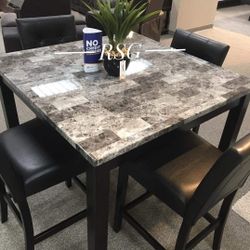Counter Height Dining Table With 4 Chairs 🌟$39 Down Payment with Financing ⭐ 90 Days same as cash