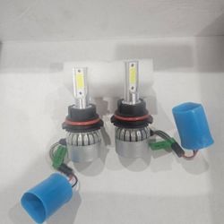 New 9007 LED Light Bulbs With Built In Fan On Each. Bright White Led Light 6000k
