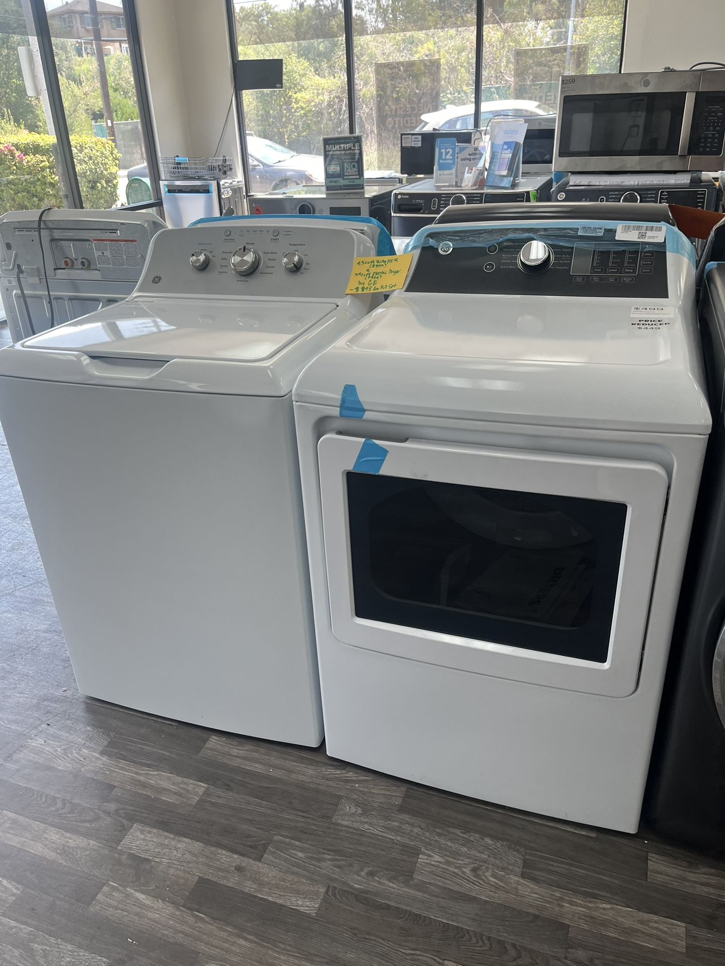 Open Box, Minimal Wear, GE WASHER & ELECTRIC DRYER Set, Includes One Year Warranty