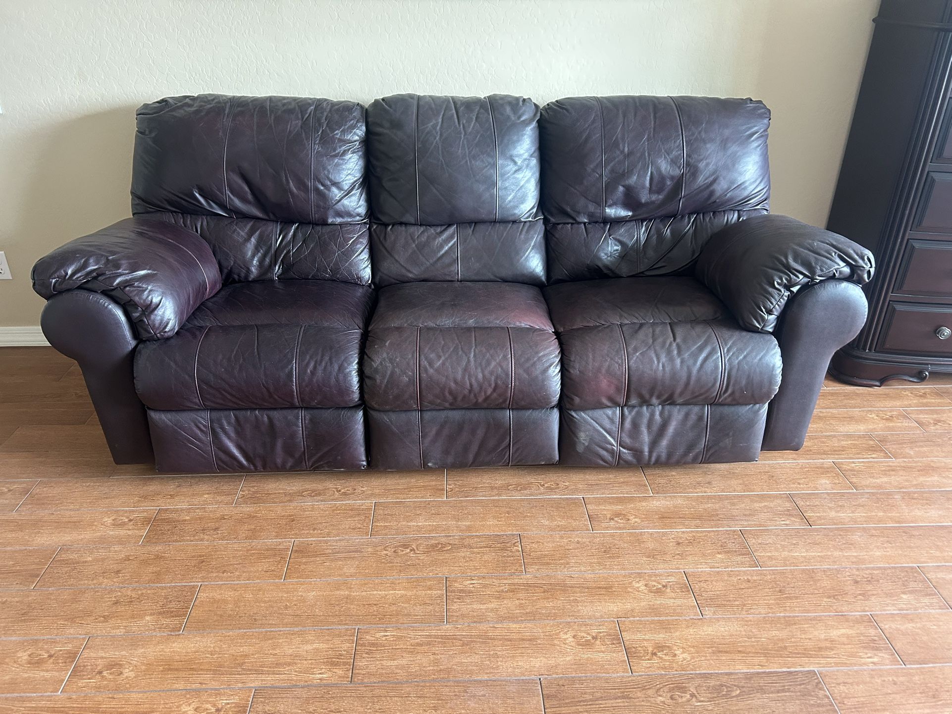 Leather couch sofa with recliners