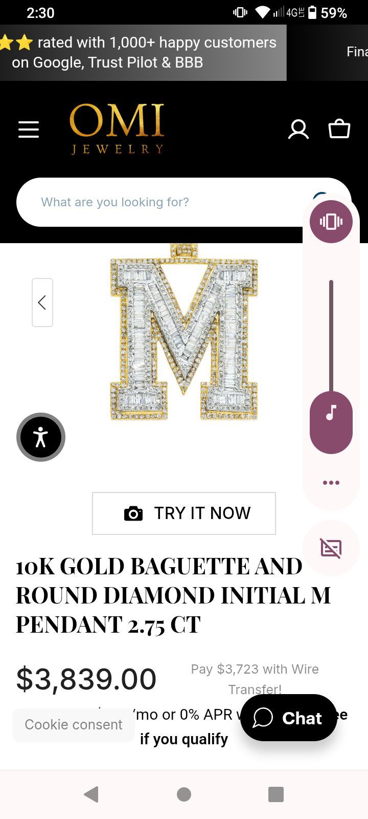 10Kt gold with iced out Letter -M- only had it for 3 months Retails for over $3,700 selling it for $1000