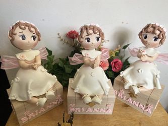 Centros De Mesa Recuerdos Bautizo (Handmade) Porcelana Fría 