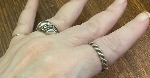 925 Sterling Silver Ring Bundle (Set of 3) - Marcasite & Stacking Bands size 7, 7 and 3.5
