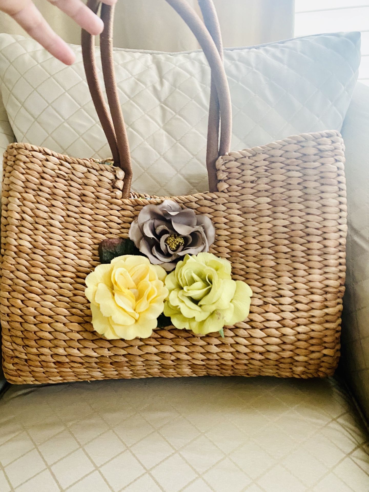 Large The Limited Handbag Summer Natural Basket Bag