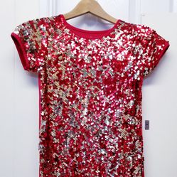 Red Sequined Tee Dress L
