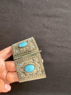 Nickel silver antique bracelet with turquoise