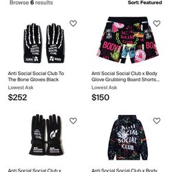 Anti Social Social Club Bones Gloves L/XL