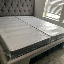 King Size Tufted Bed Frame + Storage Drawers- Willing To Negotiate 