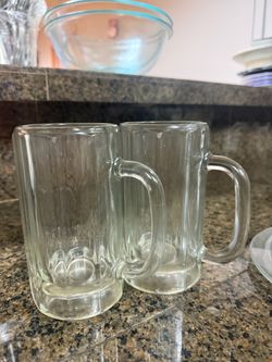 6 beer mugs thick glass