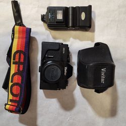 Vintage Vivitar 250SL 35mm SLR Film Camera, 28mm lens, 2x and 3x Teleconverter