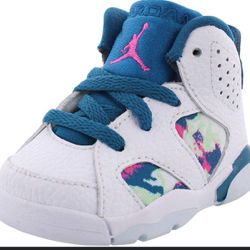 Nike Jordan 6 Retro Toddler Shoes White/Laser Fuchsia Jumpman Size 6C