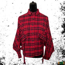 Women’s Red & Black Plaid Flannel Top 