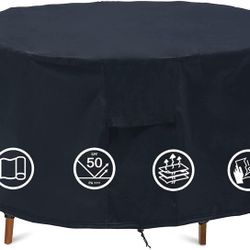 Round Patio Furniture Covers - 74" Dia Waterproof Table & Fire Pit Cover - Anti-Fading for Outdoor Dining Sets  ‎Round : 74"DIA x 27.5"H