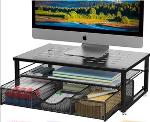 Computer Monitor Stand Riser, Desk Organizers and Accessories with Drawer, Office Desk Accessories & Workspace Desktop Organizers Storage for Printer 