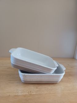 2-  ARTHAUSEN Stoneware Oven to Table Dish Casserole Pans, White & Tan 