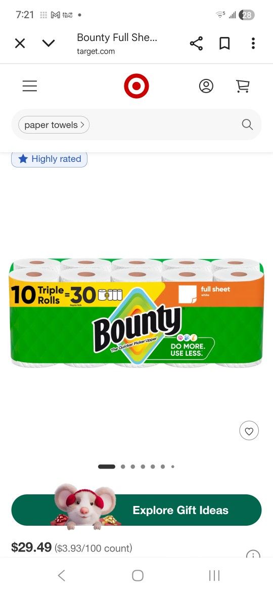 Bounty Paper Towels 10 Triple Rolls