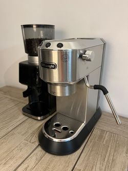 De Longhi Dedica Arte coffee machine + coffee grinder + accesories