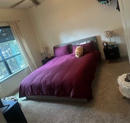 King bed frame with storage
