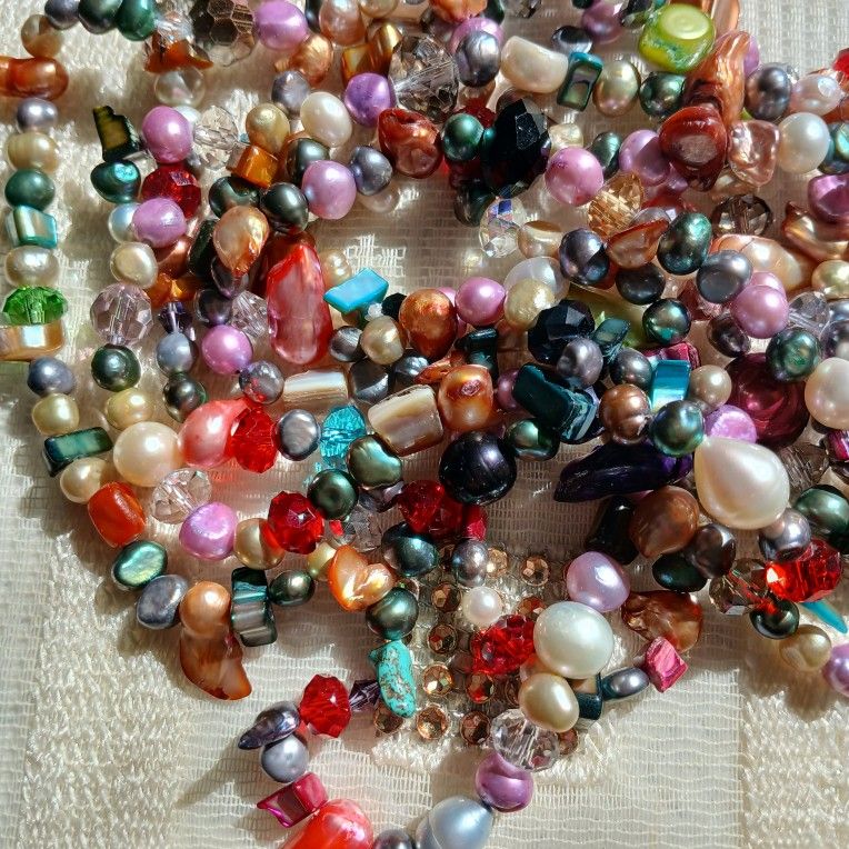 Genuine Multicolor Pearl, Beads Necklace 77in Jewelry & Accessories