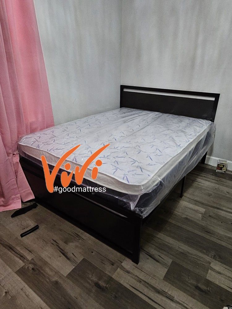 QUEEN PILLOW TOP MATTRESS WITH BOX SPRING 2PC. BED FRAME ISN'T AVAILABLE