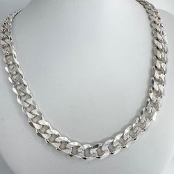 Men’s 11.5mm Sterling Silver Cuban Link 20” Necklace 102.2 Grams 11053659