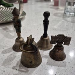 4 Small Antique Bells 