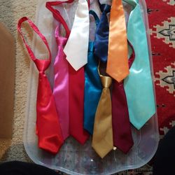 Mens Boys Toddler Neck Ties Satin Red Burgundy Teal Orange Blue Fuschia Turquoise Purple Lilac Lavender