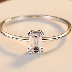 Emerald Diamond Silver Ring S925