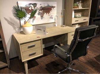 Wooden executive office desk with drawers