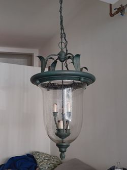 OLD VINTAGE BELL CANDLE FIXTURE All GLASS.. ..LENGTH 27 BY 18 WIDTH .