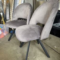 2 Gray Upholstered Chairs (Set of 2) – Like New – $20