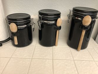 Kitchen canisters ceramic and chrome Nostalgic For Counter Top