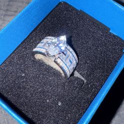 White Cubic Zirconia Rhodium over sterling silver ring (size 7)