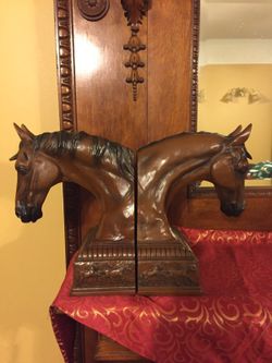 Pair heavy horse bookends