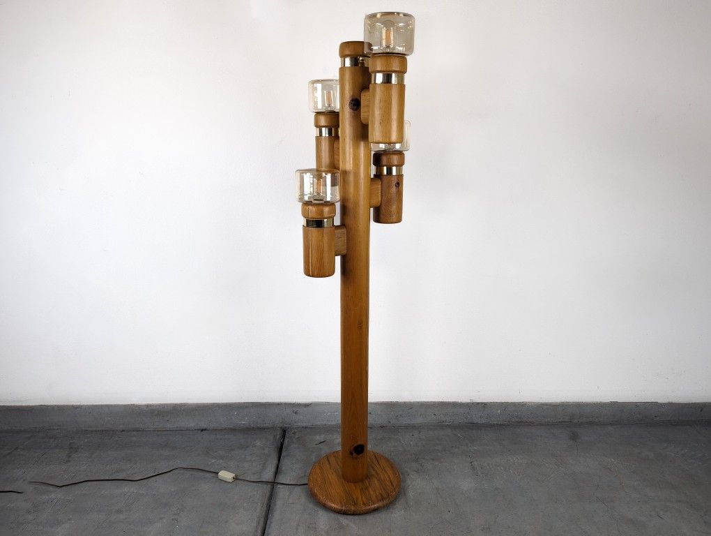 Vintage Mid Century Pine Cactus Floor Lamp, C1970s