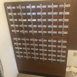Vintage 120 Drawer Wooden Library Card Catalog Cabinet 
