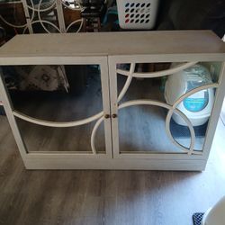 White Mirrored Front Storage Cabinet 
