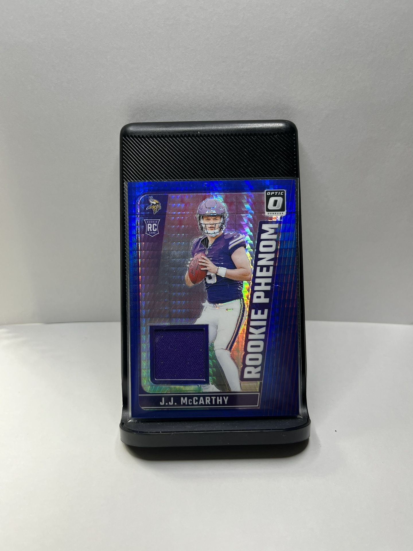 2024 Panini Donruss Optic - Rookie Phenom J.J. McCarthy #RPB-JMY Blue Hyper Prizm (MEM, RC)