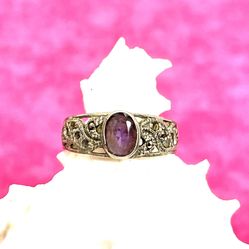 Vintage Sterling Amethyst Ring Sz 6.5