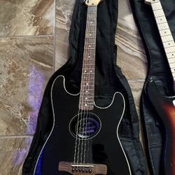 Squier Stratacoustic acoustic-electric guitar includes bag/amp/and chorus pedals (see description)