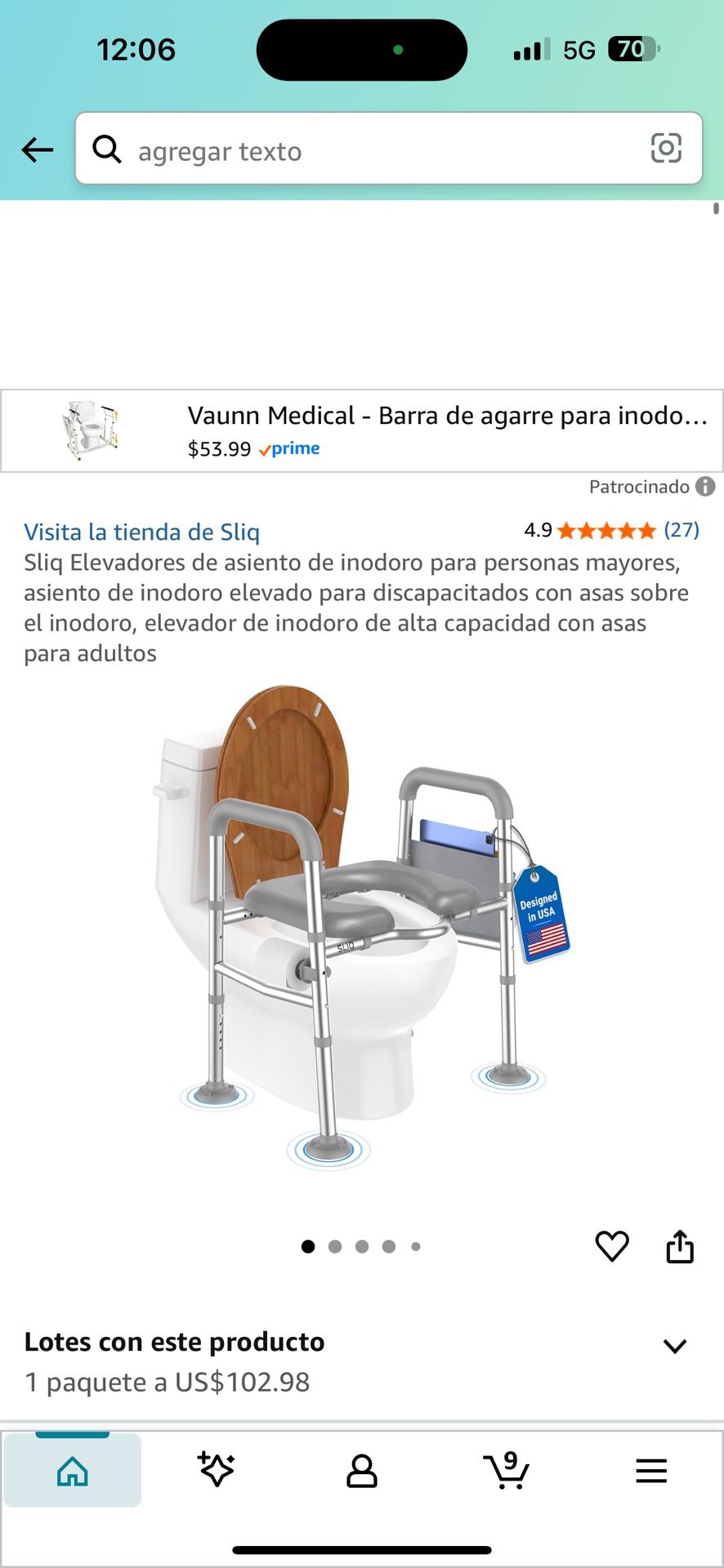 Sliq Elevadores de asiento de inodoro para personas mayores, asiento de inodoro elevado para discapacitados con asas sobre el inodoro, elevador de ino