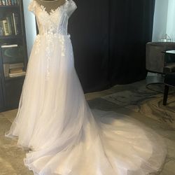 New Diamond White Sparkle Tulle Wedding Dress
