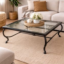 Iron metal glass table