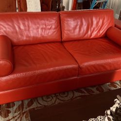 Custom Made Red Leather Couch!