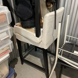 2  White Counter Height Upholstered Chairs