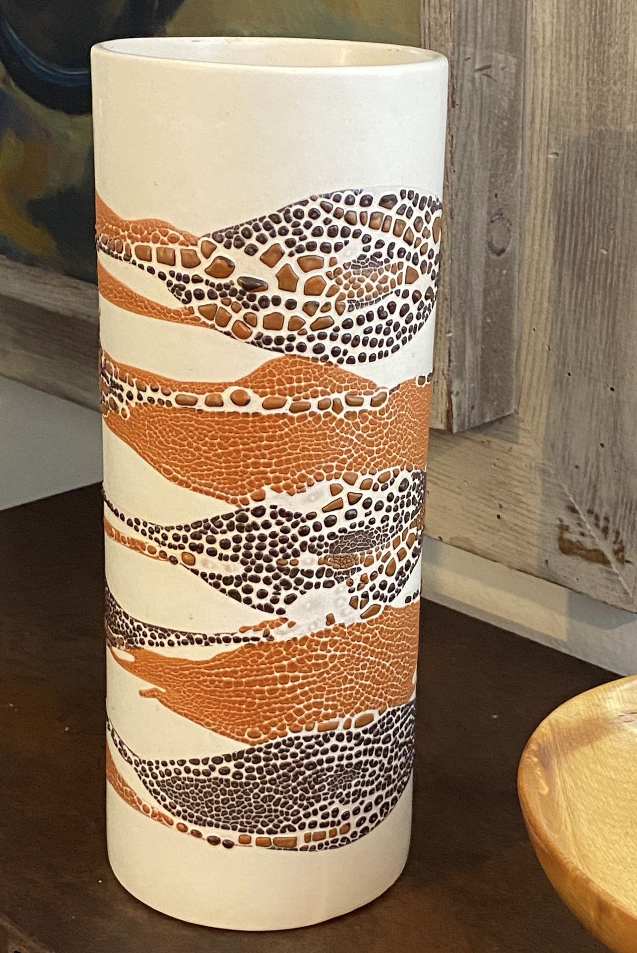 Vintage Royal Haeger Earth Wrap cylinder vase