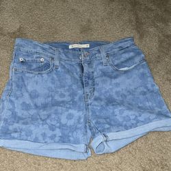 Levi’s Womens Sz:29 Mid Length Short W Bleached Flower Pattern 