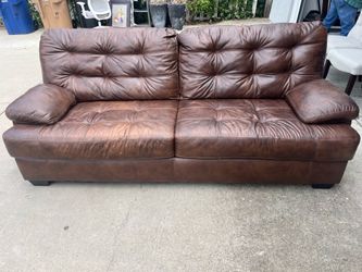 Brown leather couch