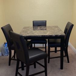 5 Piece Counter Height Marble Dining Room Set