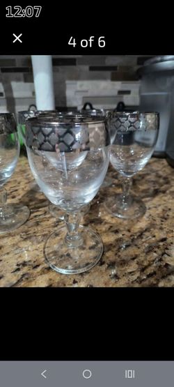 These are vintage J. Prezioso "Lavorato A Mano" Italian silver-rimmed goblets featuring a pattern